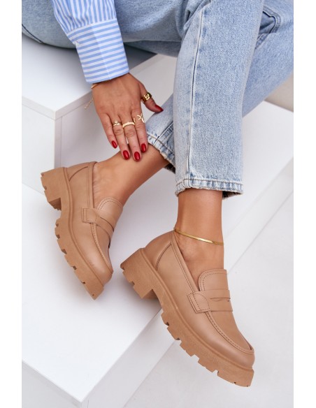 Ladies Moccasins Made Of Eco Leather Beige Sendall