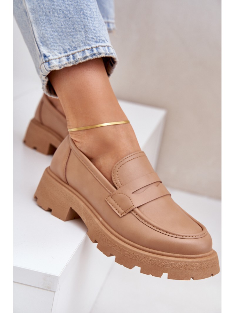 Ladies Moccasins Made Of Eco Leather Beige Sendall
