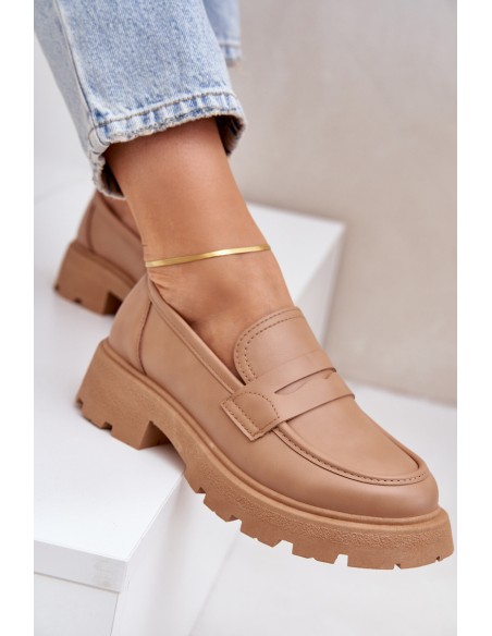 Ladies Moccasins Made Of Eco Leather Beige Sendall