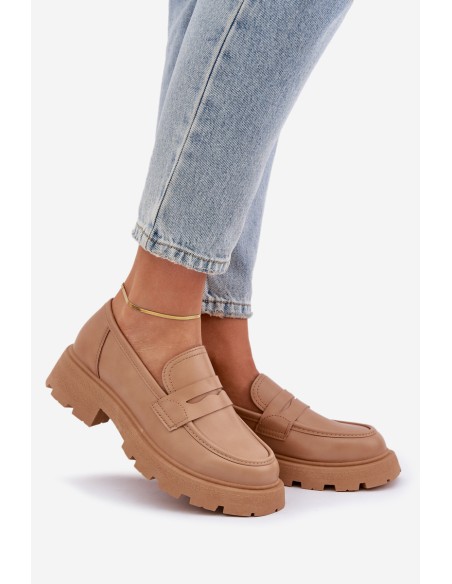 Ladies Moccasins Made Of Eco Leather Beige Sendall