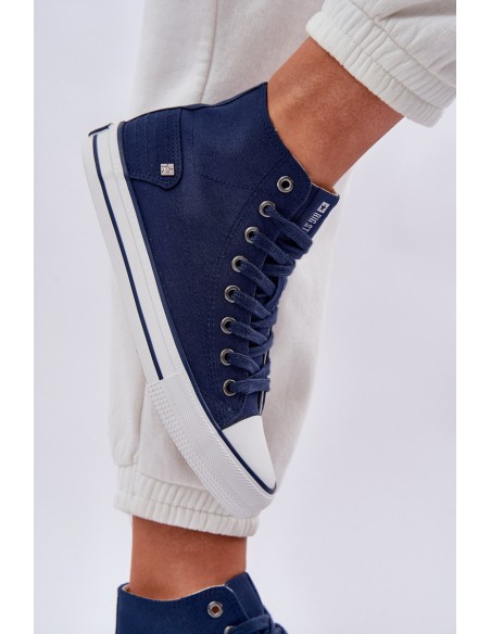 Ladies High Top Sneakers Big Star DD274333 Navy Blue