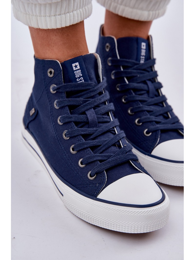 Ladies High Top Sneakers Big Star DD274333 Navy Blue