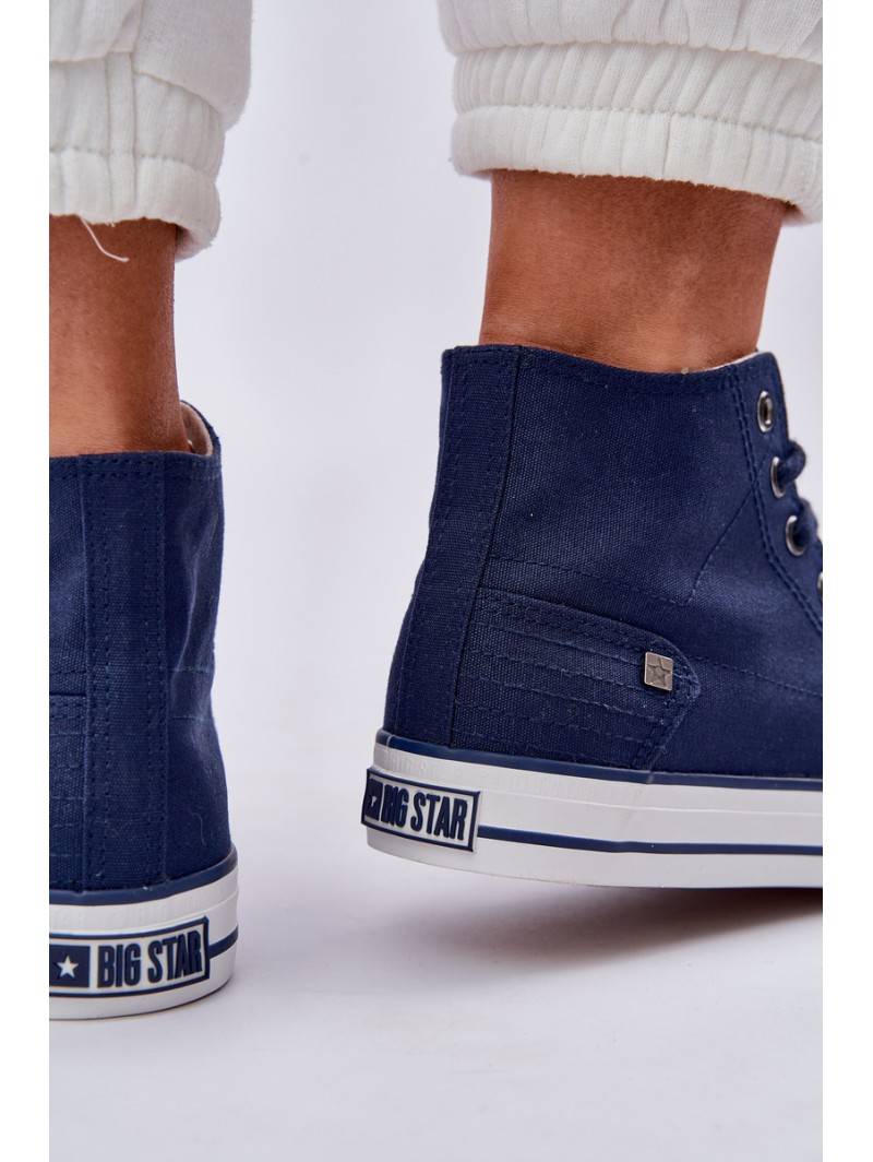 Ladies High Top Sneakers Big Star DD274333 Navy Blue