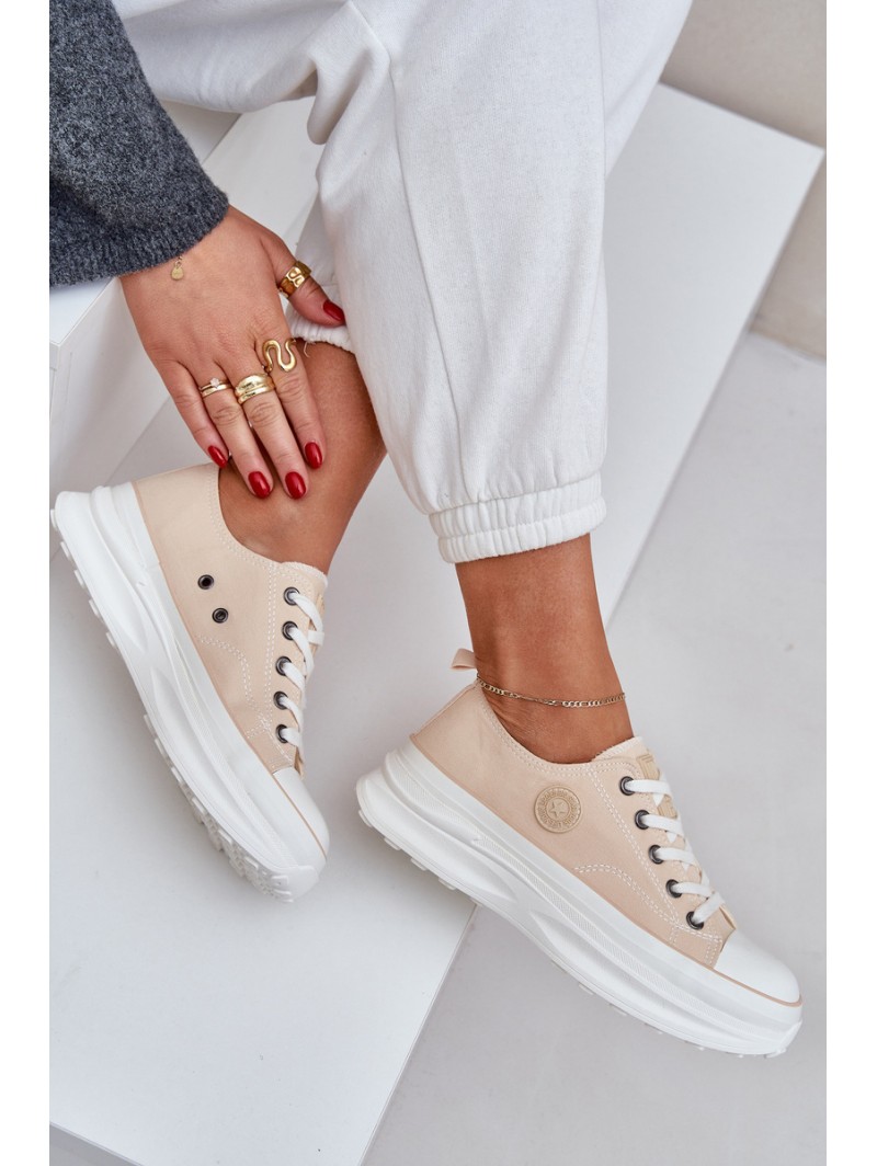 Women Sneakers On Chunky Sole Big Star NN274127 Beige