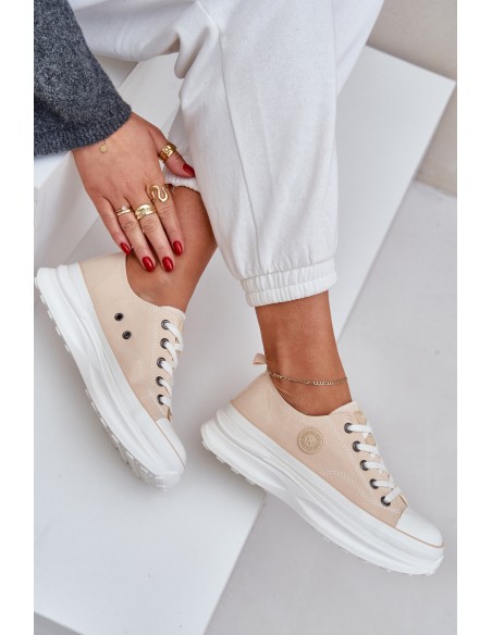 Women Sneakers On Chunky Sole Big Star NN274127 Beige