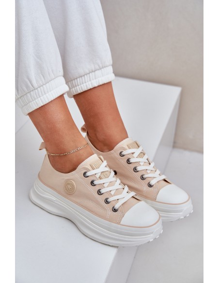 Women Sneakers On Chunky Sole Big Star NN274127 Beige