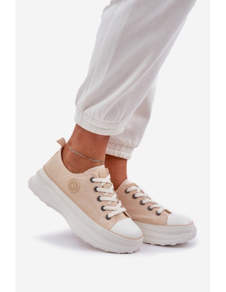 Women Sneakers On Chunky Sole Big Star NN274127 Beige