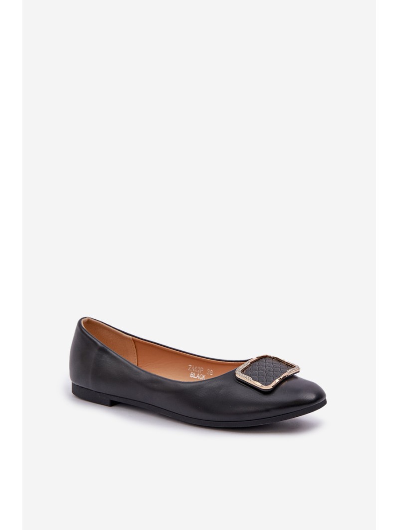 Eco leather ballet flats with decoration black Tulnelia