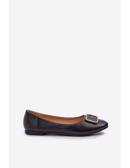 Eco leather ballet flats with decoration black Tulnelia