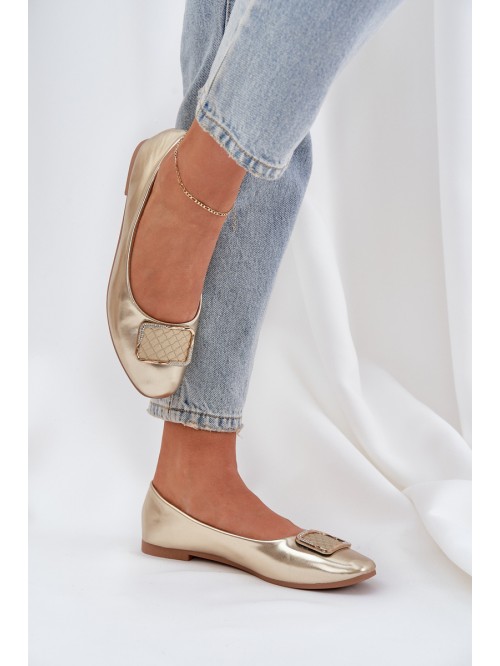 Eco Leather Ballerinas With Decoration Gold Tulnelia