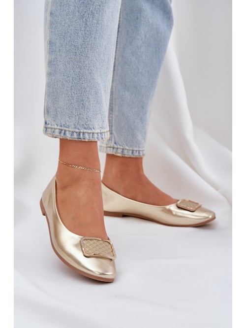Eco Leather Ballerinas With Decoration Gold Tulnelia 2