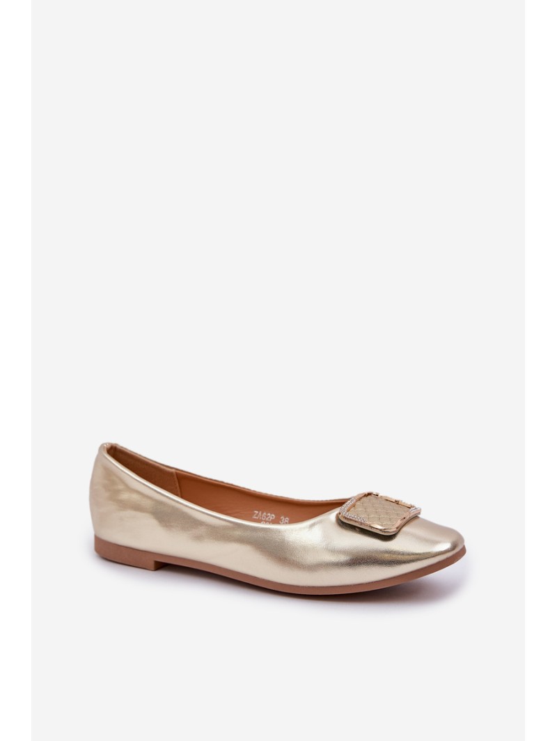 Eco Leather Ballerinas With Decoration Gold Tulnelia