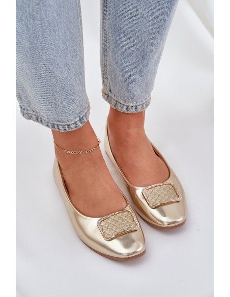 Eco Leather Ballerinas With Decoration Gold Tulnelia