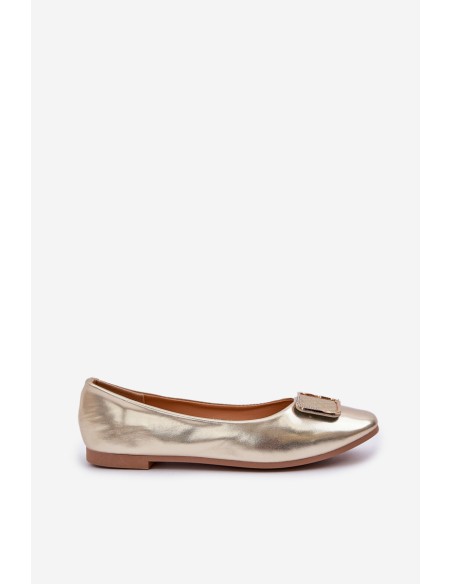 Eco Leather Ballerinas With Decoration Gold Tulnelia