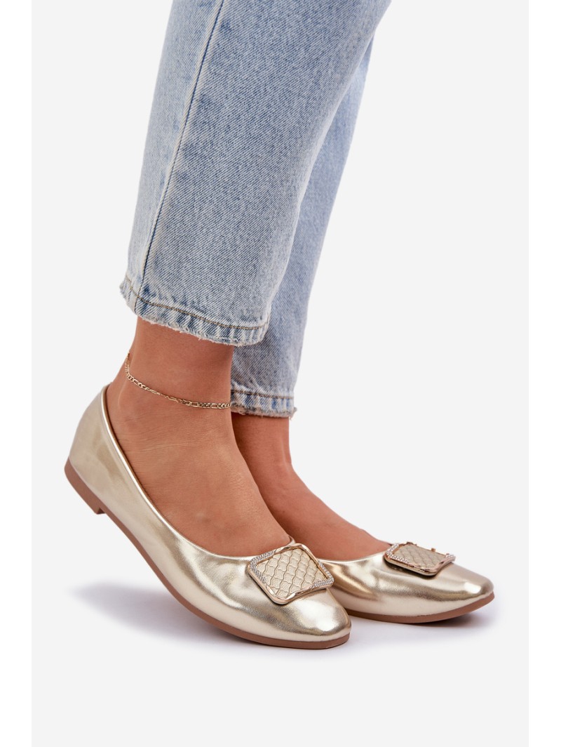 Eco Leather Ballerinas With Decoration Gold Tulnelia
