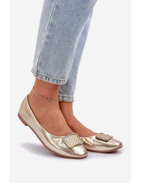 Eco Leather Ballerinas With Decoration Gold Tulnelia