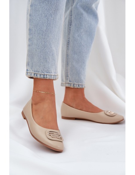 Ballet Flats On Flat Sole With Decoration Beige Ainoria