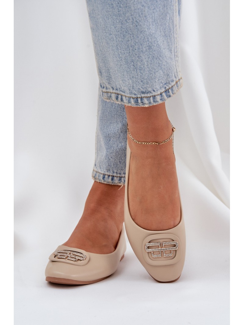Ballet Flats On Flat Sole With Decoration Beige Ainoria