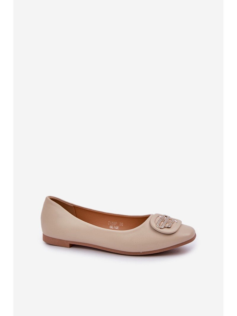 Ballet Flats On Flat Sole With Decoration Beige Ainoria