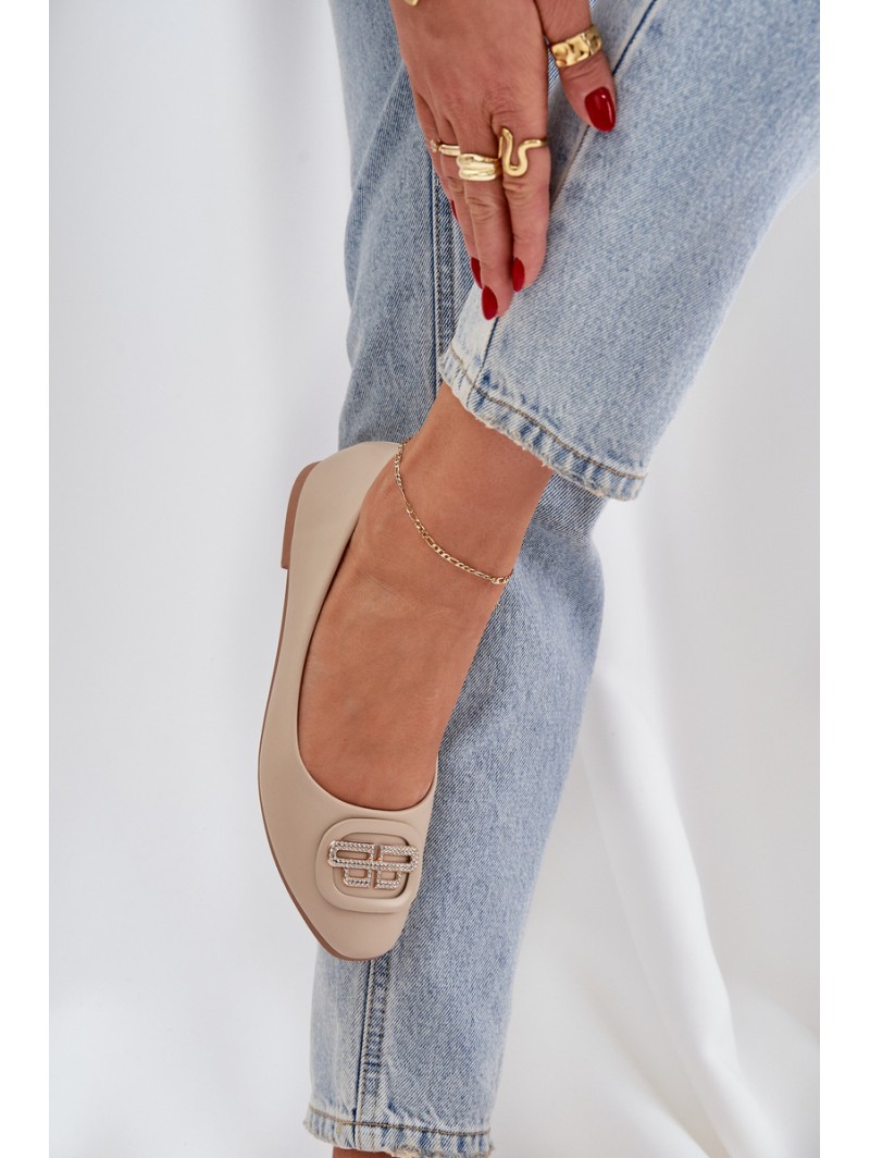 Ballet Flats On Flat Sole With Decoration Beige Ainoria