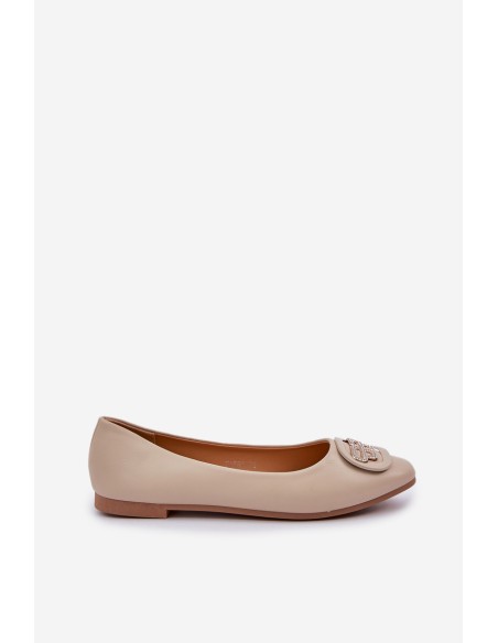Ballet Flats On Flat Sole With Decoration Beige Ainoria