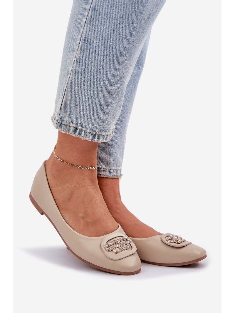 Ballet Flats On Flat Sole With Decoration Beige Ainoria