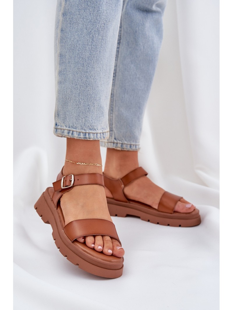 Ladies Platform Sandals Camel Evaretha