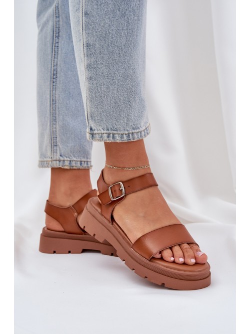 Ladies Platform Sandals Camel Evaretha 2