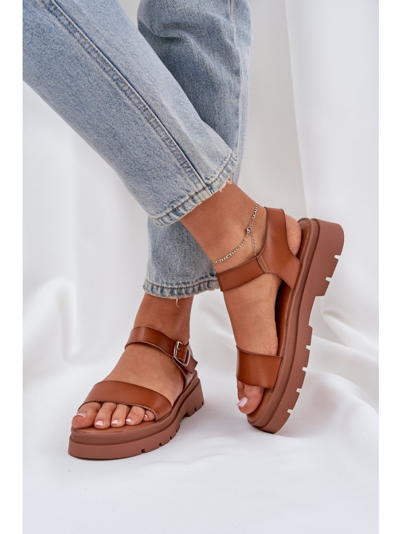 Ladies Platform Sandals Camel Evaretha