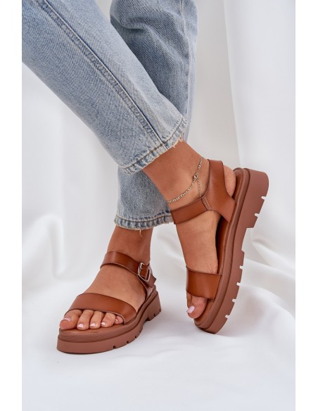 Ladies Platform Sandals Camel Evaretha