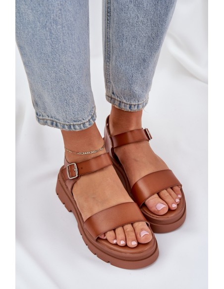 Ladies Platform Sandals Camel Evaretha