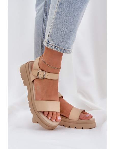 Women's Platform Sandals Beige Evaretha