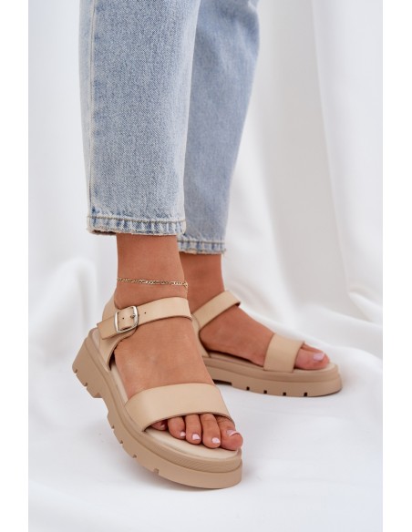 Women's Platform Sandals Beige Evaretha