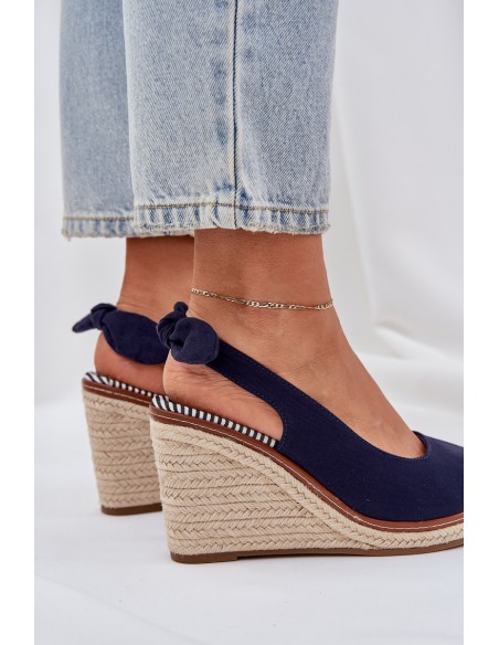 Wedge Sandals With Braiding Navy Nanalis