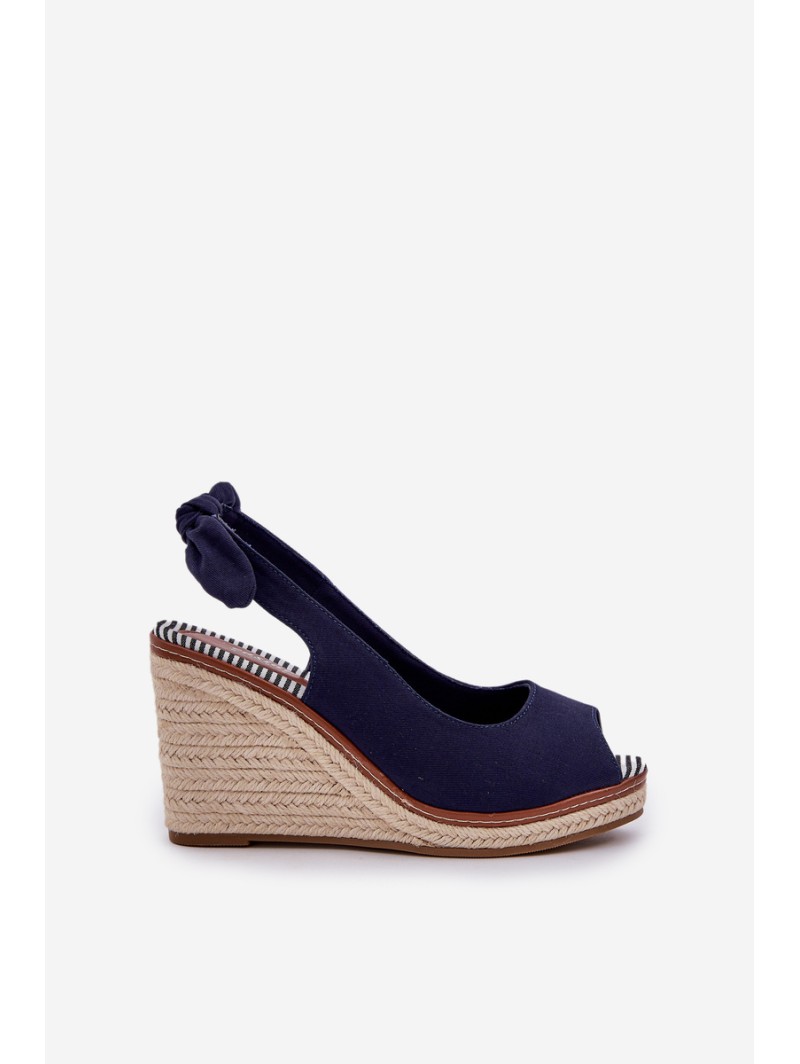 Wedge Sandals With Braiding Navy Nanalis