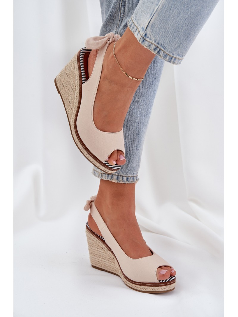 Wedge Sandals With Braiding Beige Nanalis