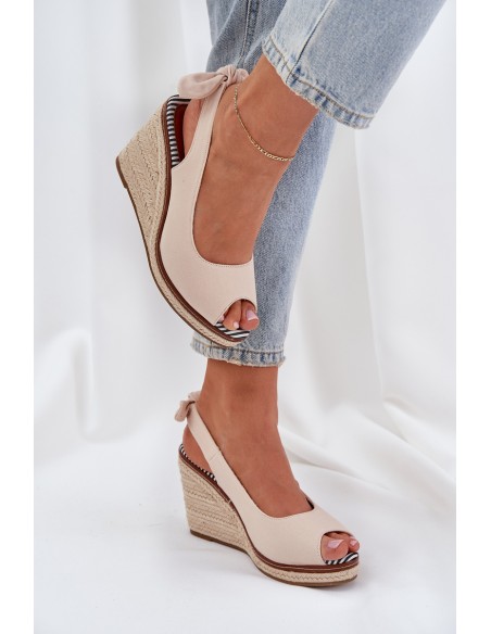 Wedge Sandals With Braiding Beige Nanalis
