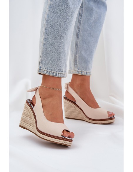 Wedge Sandals With Braiding Beige Nanalis