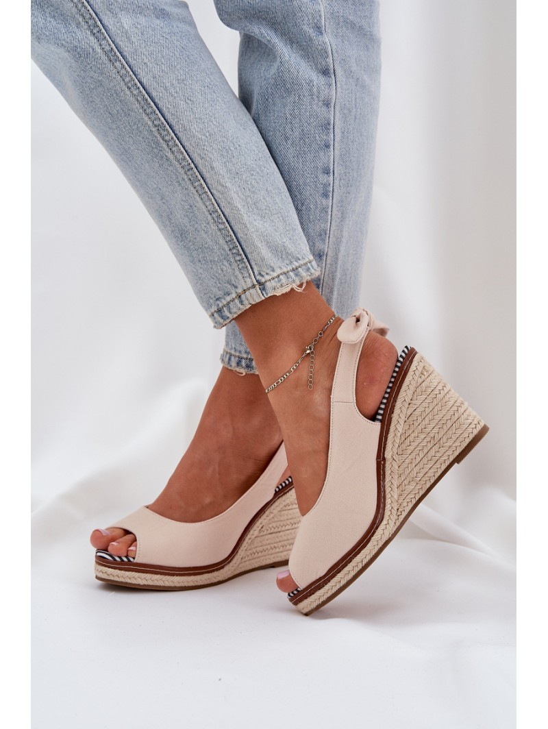 Wedge Sandals With Braiding Beige Nanalis