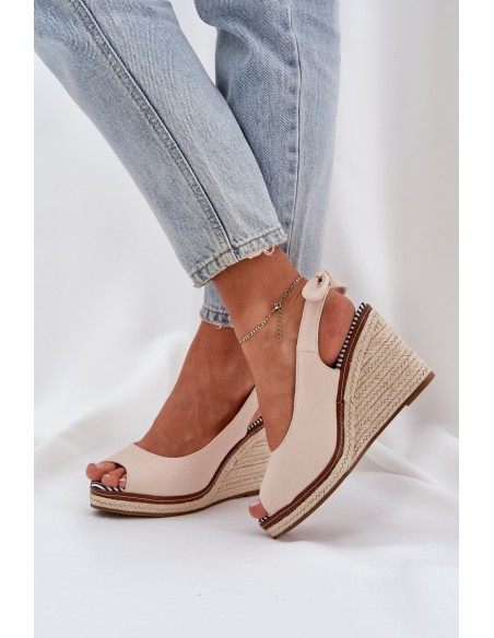 Wedge Sandals With Braiding Beige Nanalis