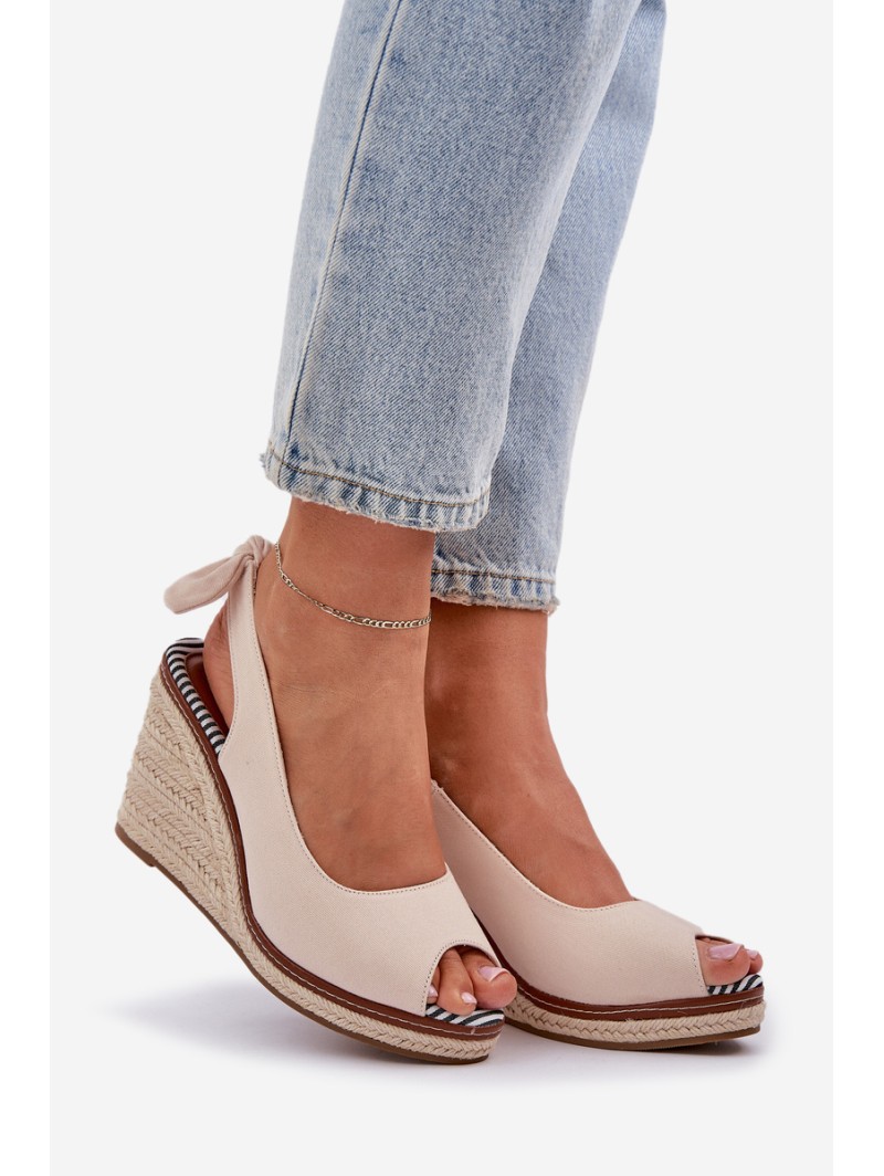 Wedge Sandals With Braiding Beige Nanalis