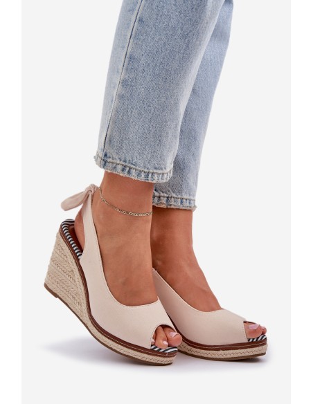 Wedge Sandals With Braiding Beige Nanalis