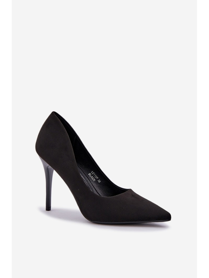 Classic Stiletto Heels From Eco Suede Black Navinda