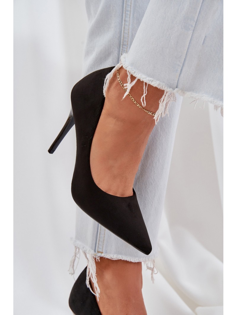 Classic Stiletto Heels From Eco Suede Black Navinda