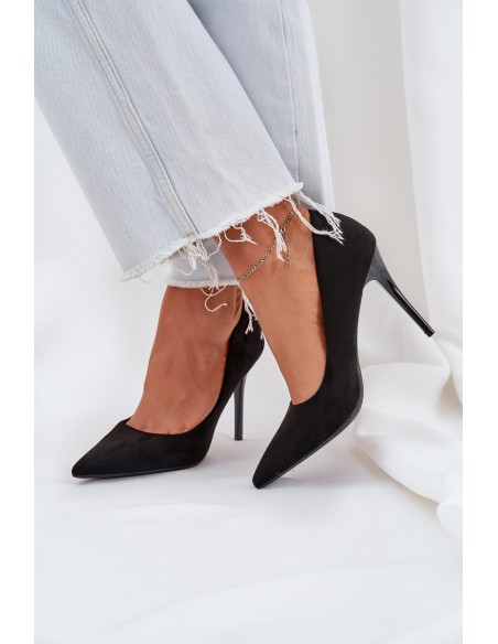 Classic Stiletto Heels From Eco Suede Black Navinda