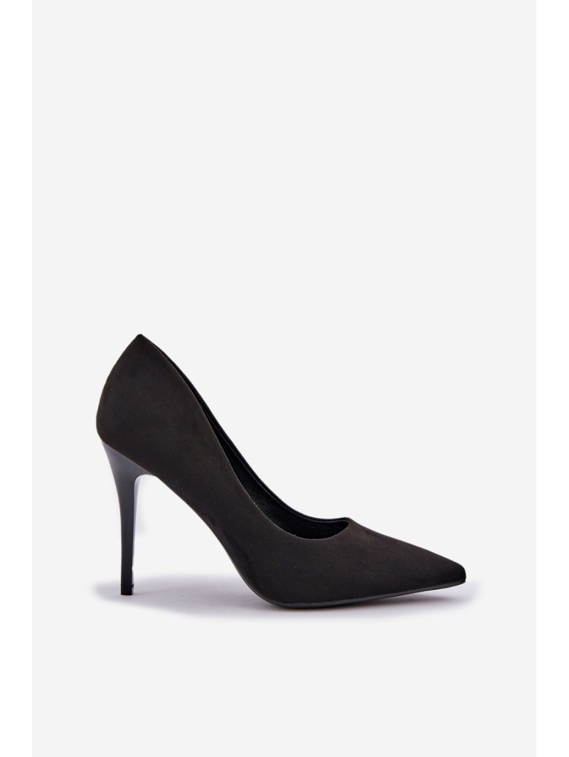 Classic Stiletto Heels From Eco Suede Black Navinda