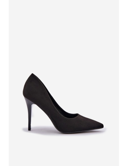 Classic Stiletto Heels From Eco Suede Black Navinda