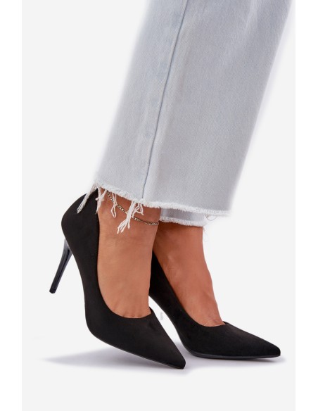 Classic Stiletto Heels From Eco Suede Black Navinda