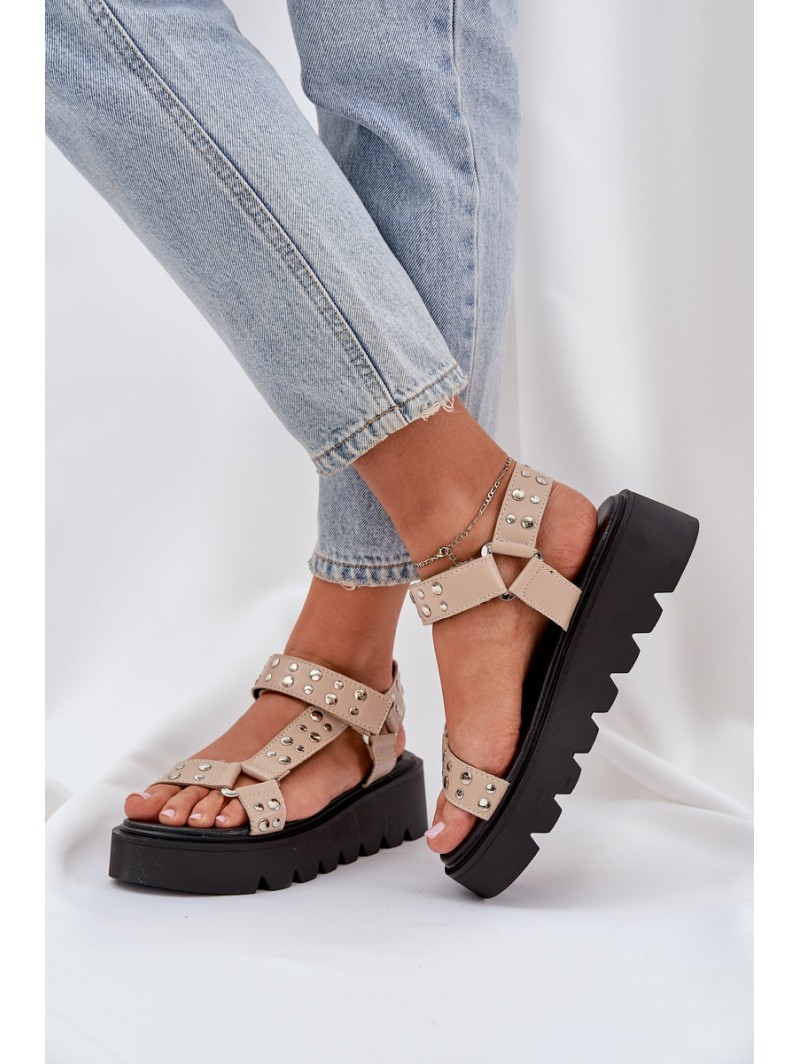 Embellished sandals on platform beige Tatellia