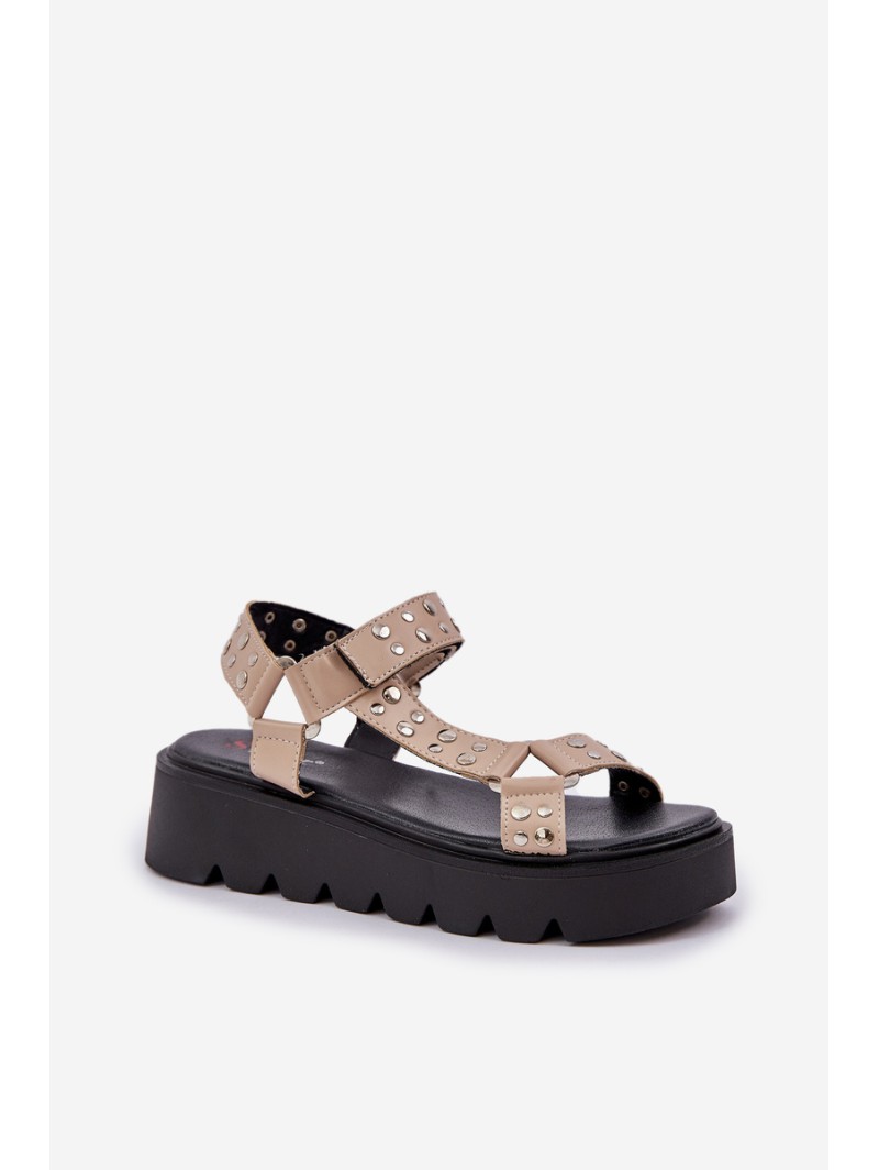 Embellished sandals on platform beige Tatellia